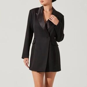 Astr Black Blazer Style Long Sleeve Dress